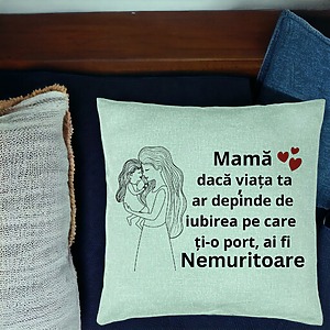Alternative view of Perna Decorativa, Model pentru Mama 4, 40x40 cm, Verde Menta, Husa Detasabila, Burduf