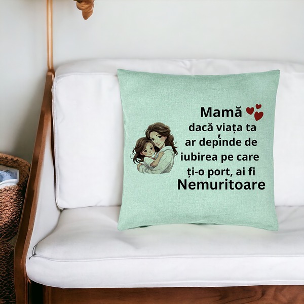 Perna Decorativa, Model pentru Mama 6, 40x40 cm, Verde Menta, Husa Detasabila, Burduf 18 bsc0380 PhotoRoom 2