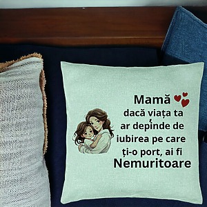 Alternative view of Perna Decorativa, Model pentru Mama 6, 40x40 cm, Verde Menta, Husa Detasabila, Burduf