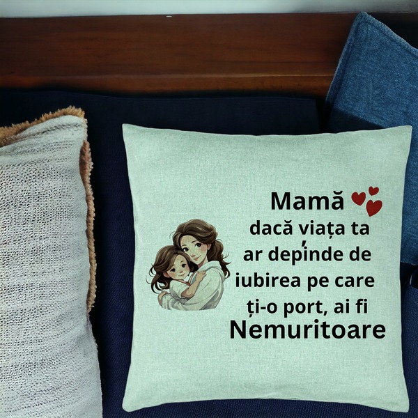 Perna Decorativa, Model pentru Mama 6, 40x40 cm, Verde Menta, Husa Detasabila, Burduf 16 bsc0380 PhotoRoom