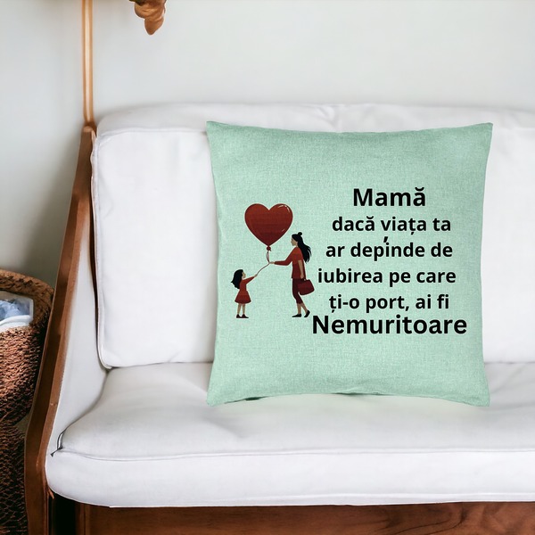 Perna Decorativa, Model pentru Mama 7, 40x40 cm, Verde Menta, Husa Detasabila, Burduf 18 bsc0381 PhotoRoom 2