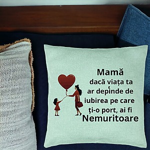 Alternative view of Perna Decorativa, Model pentru Mama 7, 40x40 cm, Verde Menta, Husa Detasabila, Burduf