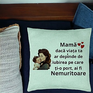 Alternative view of Perna Decorativa, Model pentru Mama 8, 40x40 cm, Verde Menta, Husa Detasabila, Burduf