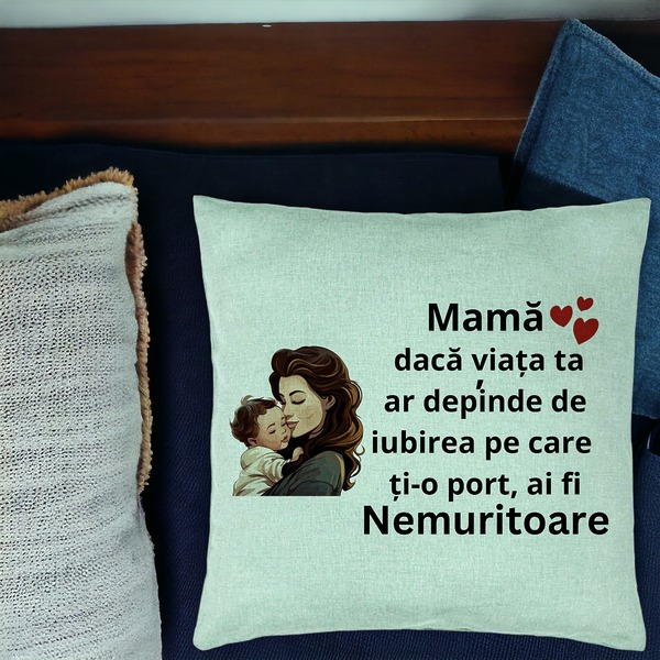 Perna Decorativa, Model pentru Mama 8, 40x40 cm, Verde Menta, Husa Detasabila, Burduf 16 bsc0382 PhotoRoom