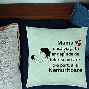 Alternative view of Perna Decorativa, Model pentru Mama 9, 40x40 cm, Verde Menta, Husa Detasabila, Burduf