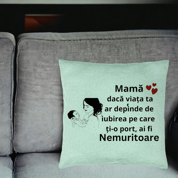 Perna Decorativa, Model pentru Mama 9, 40x40 cm, Verde Menta, Husa Detasabila, Burduf 20 bsc0383 PhotoRoom 4