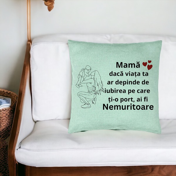 Perna Decorativa, Model pentru Mama 10, 40x40 cm, Verde Menta, Husa Detasabila, Burduf 18 bsc0384 PhotoRoom 2