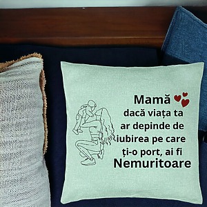 Alternative view of Perna Decorativa, Model pentru Mama 10, 40x40 cm, Verde Menta, Husa Detasabila, Burduf