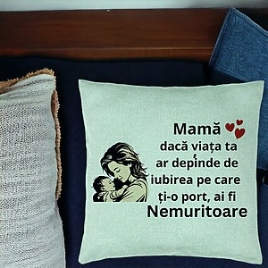Home 8 Alternative view of Perna Decorativa, Model pentru Mama 11, 40x40 cm, Verde Menta, Husa Detasabila, Burduf