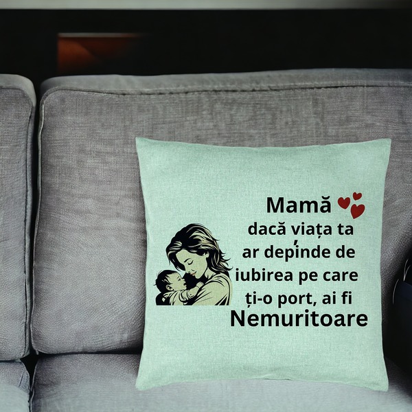 Perna Decorativa, Model pentru Mama 11, 40x40 cm, Verde Menta, Husa Detasabila, Burduf 20 bsc0385 PhotoRoom 4