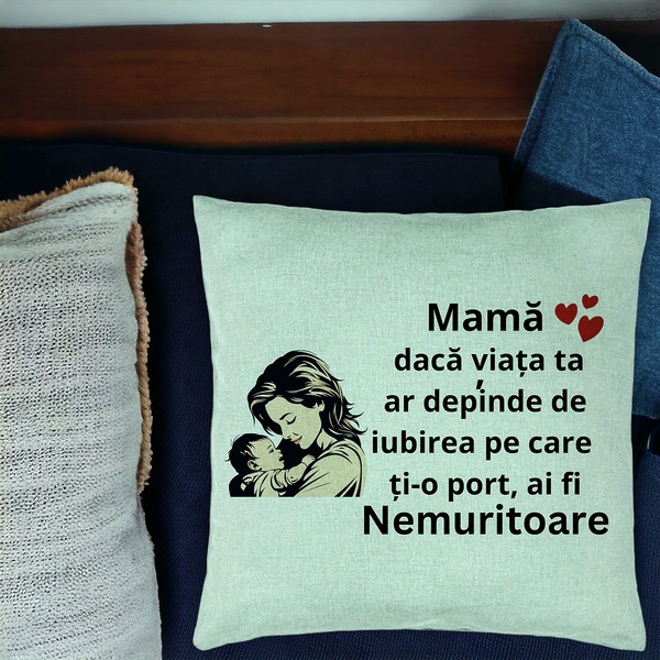 Perna Decorativa, Model pentru Mama 11, 40x40 cm, Verde Menta, Husa Detasabila, Burduf 16 bsc0385 PhotoRoom
