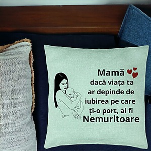Alternative view of Perna Decorativa, Model pentru Mama 12, 40x40 cm, Verde Menta, Husa Detasabila, Burduf