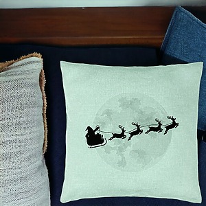 Alternative view of Perna Decorativa de Craciun Reni la Sanie, 40x40 cm, Verde Menta, Husa Detasabila, Burduf