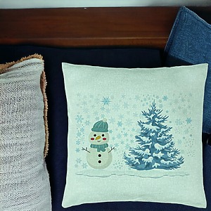 Alternative view of Perna Decorativa Om de Zapada si Brad, 40x40 cm, Verde Menta, Husa Detasabila, Burduf