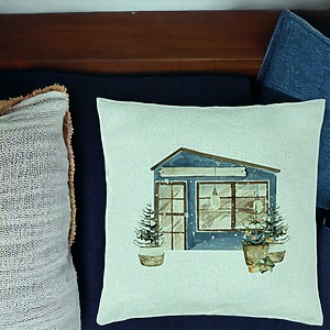 Alternative view of Perna Decorativa cu tematica de Craciun, 2, 40x40 cm, Verde Menta, Husa Detasabila, Burduf