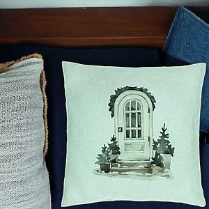 Alternative view of Perna Decorativa cu tematica de Craciun, 3, 40x40 cm, Verde Menta, Husa Detasabila, Burduf