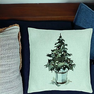 Alternative view of Perna Decorativa cu tematica de Craciun, Brad 1, 40x40 cm, Verde Menta, Husa Detasabila, Burduf