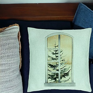 Alternative view of Perna Decorativa cu tematica de Craciun, 5, 40x40 cm, Verde Menta, Husa Detasabila, Burduf