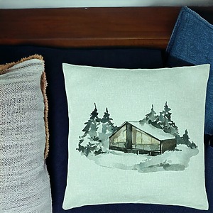 Alternative view of Perna Decorativa cu tematica de Craciun, 6, 40x40 cm, Verde Menta, Husa Detasabila, Burduf