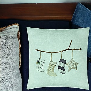 Alternative view of Perna Decorativa cu tematica de Craciun, 10, 40x40 cm, Verde Menta, Husa Detasabila, Burduf