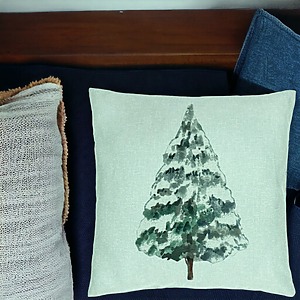 Alternative view of Perna Decorativa cu tematica de Craciun, Brad 2, 40x40 cm, Verde Menta, Husa Detasabila, Burduf