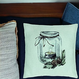 Alternative view of Perna Decorativa cu tematica de Craciun, 13, 40x40 cm, Verde Menta, Husa Detasabila, Burduf