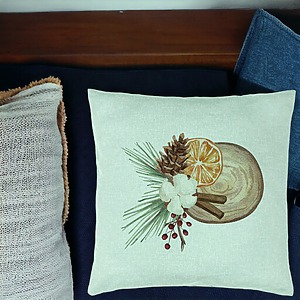 Alternative view of Perna Decorativa cu tematica de Craciun, 14, 40x40 cm, Verde Menta, Husa Detasabila, Burduf