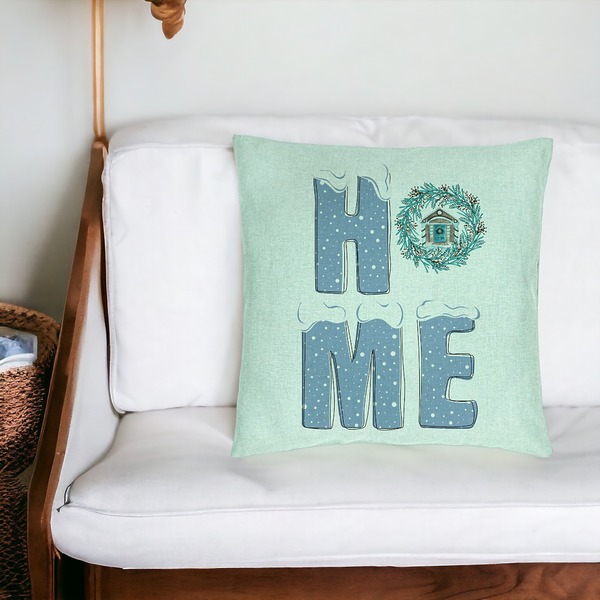 Perna Decorativa de Craciun, HOME, 40x40 cm, Verde Menta, Husa Detasabila, Burduf 18 bsc0416 PhotoRoom 2 1