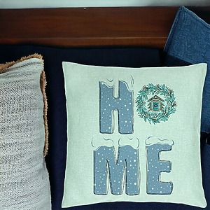 Alternative view of Perna Decorativa de Craciun, HOME, 40x40 cm, Verde Menta, Husa Detasabila, Burduf