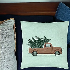 Alternative view of Perna Decorativa cu tematica de Craciun, 15, 40x40 cm, Verde Menta, Husa Detasabila, Burduf