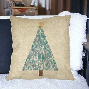 Alternative view of Perna Decorativa cu tematica Craciun, Brad, 3, 40x40 cm, Husa Detasabila, Burduf
