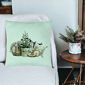 Alternative view of Perna Decorativa cu tematica de Craciun, 17, 40x40 cm, Verde Menta, Husa Detasabila, Burduf