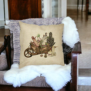 Alternative view of Perna Decorativa cu tematica de Craciun, 18, 40x40 cm, Husa Detasabila, Burduf