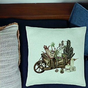 Alternative view of Perna Decorativa cu tematica de Craciun, 18, 40x40 cm, Verde Menta, Husa Detasabila, Burduf