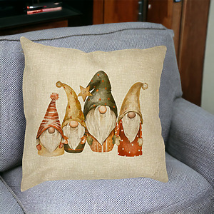 Alternative view of Perna Decorativa cu tematica de Craciun, Gnomi, 40x40 cm, Husa Detasabila, Burduf