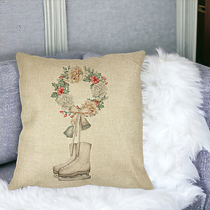 Alternative view of Perna Decorativa de Craciun, Patine gheata si Coronita, 40x40 cm, Husa Detasabila, Burduf