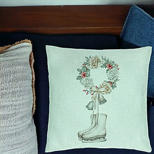 Alternative view of Perna Decorativa de Craciun, Patine gheata si Coronita, 40x40 cm, Verde Menta, Husa Detasabila, Burduf