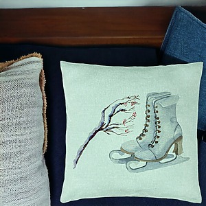 Alternative view of Perna Decorativa de Craciun, Patine gheata, 1, 40x40 cm, Verde Menta, Husa Detasabila, Burduf