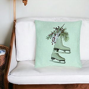 Alternative view of Perna Decorativa de Craciun, Patine gheata, 2, 40x40 cm, Verde Menta, Husa Detasabila, Burduf