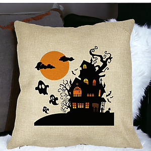 Alternative view of Perna Decorativa cu motiv de Halloween 4, 40x40 cm, Husa Detasabila, Burduf