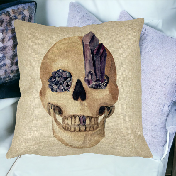 Perna Decorativa cu motiv Craniu de Halloween,1, 40x40 cm, Husa Detasabila, Burduf 22 bsc0537 PhotoRoom 1
