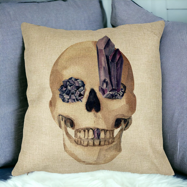 Perna Decorativa cu motiv Craniu de Halloween,1, 40x40 cm, Husa Detasabila, Burduf 23 bsc0537 PhotoRoom 2