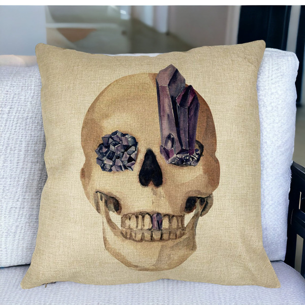 Perna Decorativa cu motiv Craniu de Halloween,1, 40x40 cm, Husa Detasabila, Burduf 25 bsc0537 PhotoRoom 4