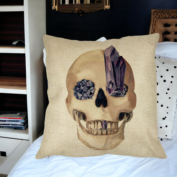 Perna Decorativa cu motiv Craniu de Halloween,1, 40x40 cm, Husa Detasabila, Burduf 26 bsc0537 PhotoRoom