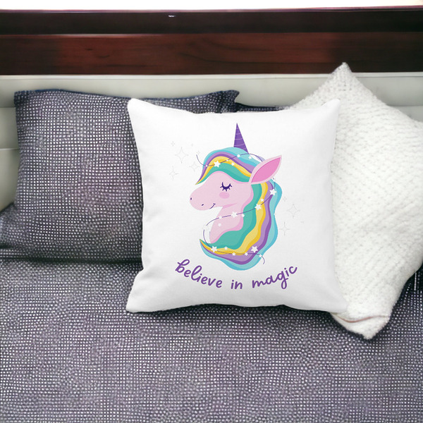 Perna Decorativa Patrata Unicorns Believe in Magic, 40x40 cm, Alba, Mata, Husa Detasabila, Burduf 17 bss0056 PhotoRoom 4