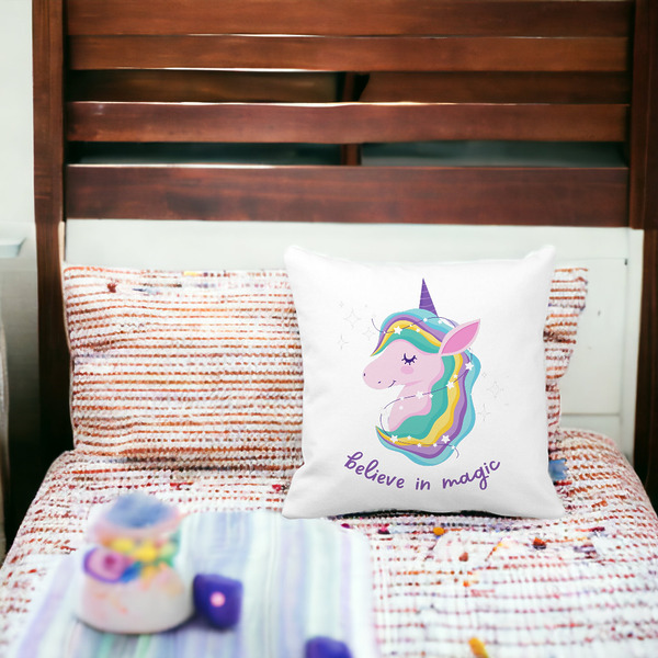Perna Decorativa Patrata Unicorns Believe in Magic, 40x40 cm, Alba, Mata, Husa Detasabila, Burduf 21 bss0056 PhotoRoom 6