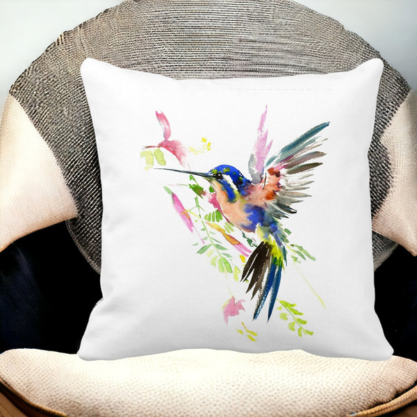 Perna Decorativa Patrata Watercolor Birds, 40x40 cm, Alba, Mata, Husa Detasabila, Burduf 17 bss0194 PhotoRoom 4