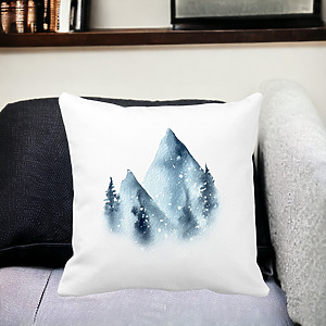 Alternative view of Perna Decorativa Peisaj de Iarna, 40x40 cm, Alba, Mata, Husa Detasabila, Burduf