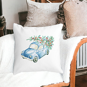 Alternative view of Perna Decorativa cu tematica de Craciun, 21, 40x40 cm, Alba, Mata, Husa Detasabila, Burduf