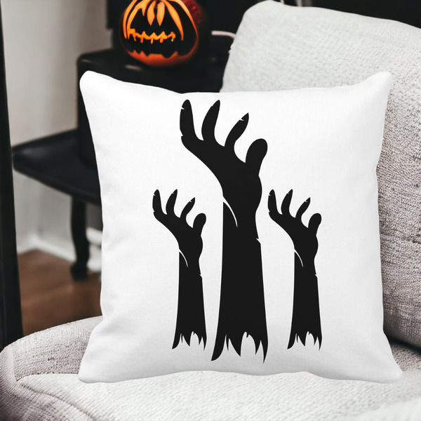 Perna Decorativa cu motiv de Halloween 5, 40x40 cm, Alba, Mata, Husa Detasabila, Burduf 18 bss0528 PhotoRoom 3